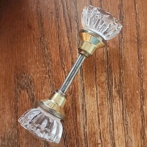 Antique Double Clear Glass Door Knobs With Rod